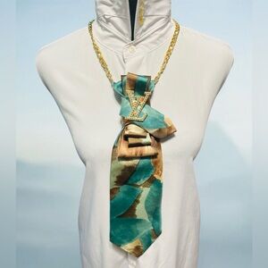 Elegant Gold and Teal Necktie